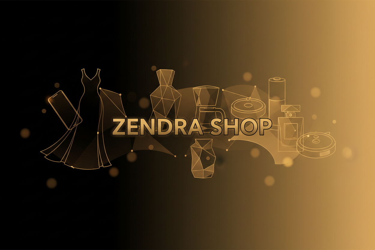 Portada Zendra Shop con gradiente negro a dorado