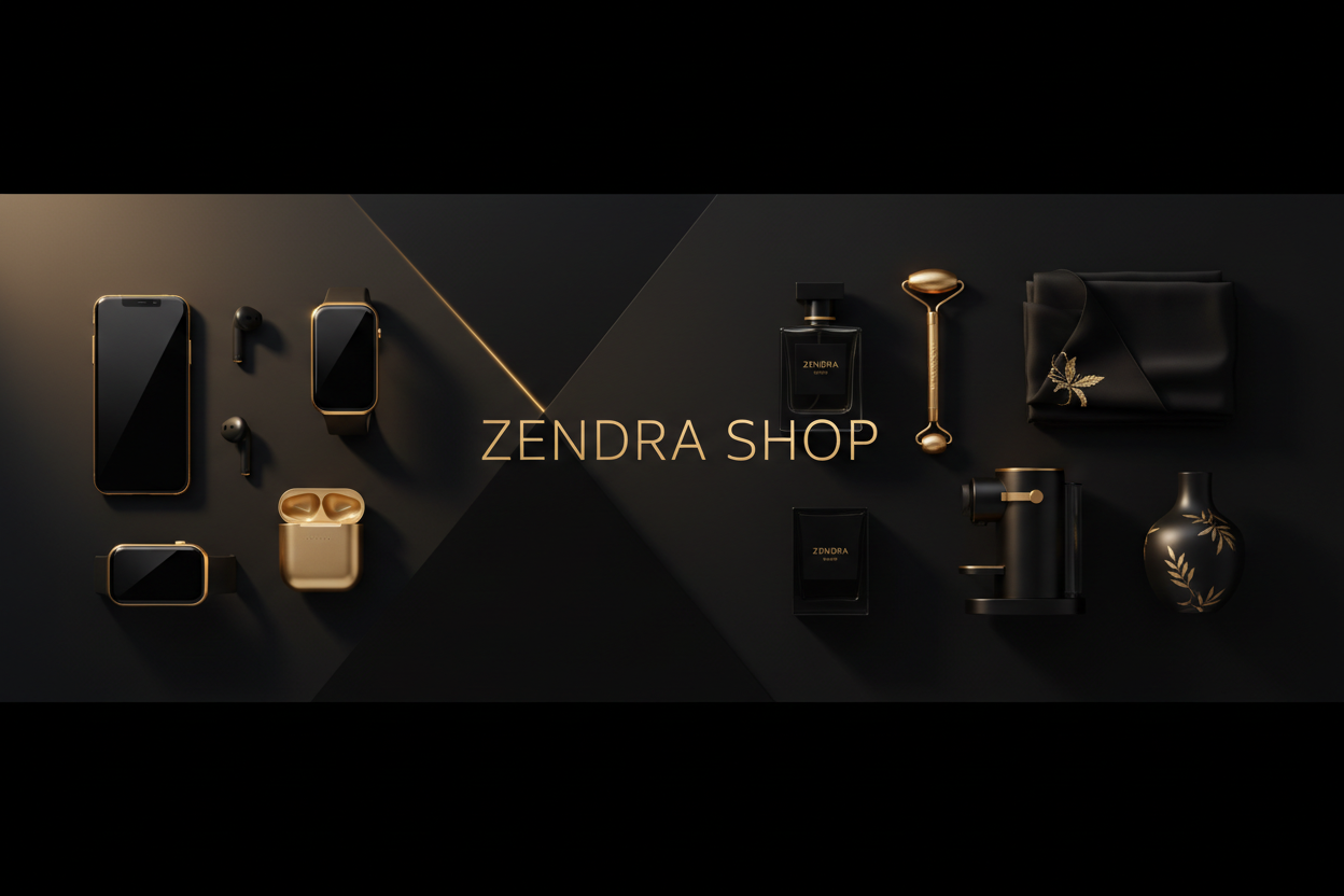 Portada Zendra Shop estilo flat lay elegante